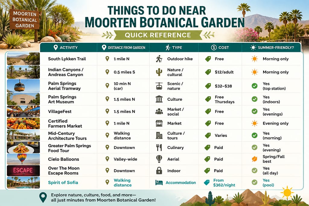 Things to Do Near Moorten Botanical Garden: Quick Reference