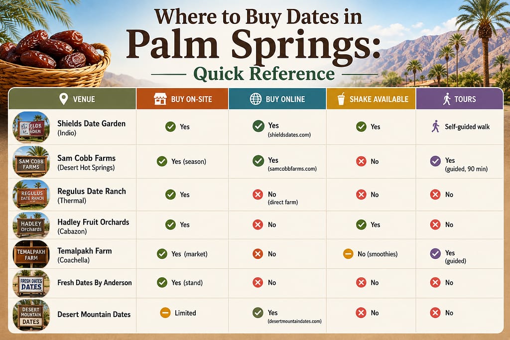 Where to Buy Dates in Palm Springs: Quick Reference
