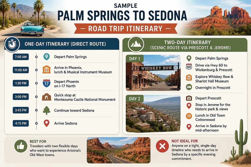 Palm Springs to Sedona Road Trip Itinerary
