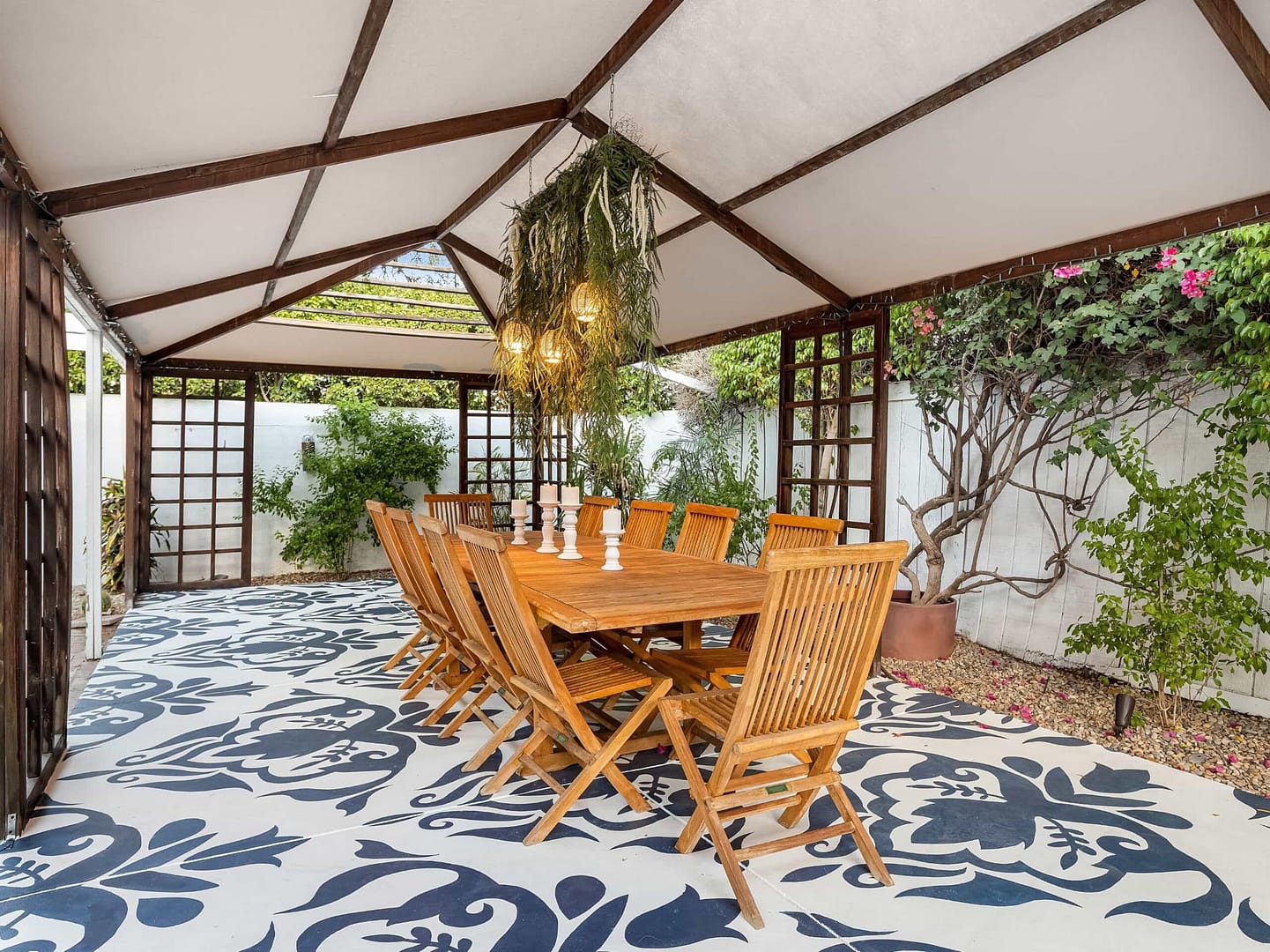 Modern dining area with cozy seating