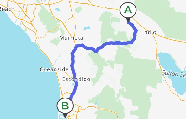 Route 2 - The Mountain Scenic: CA 74 W To I 15 S (2.5 To 3 Hrs)