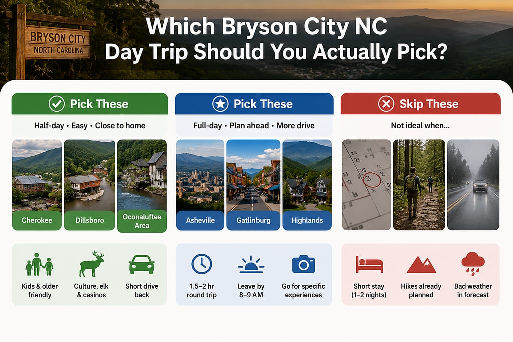Day Trips From Bryson City NC: 10 Best Epic Drives 2026 1 Which Bryson City NC Day Trip Should You Actually Pick?