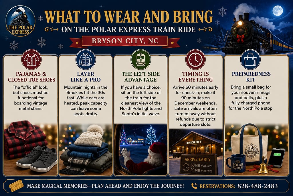 Bryson City North Carolina Polar Express: 7 Best Tips 2026 4 What to Wear and Bring on the Polar Express Train Ride Bryson City NC