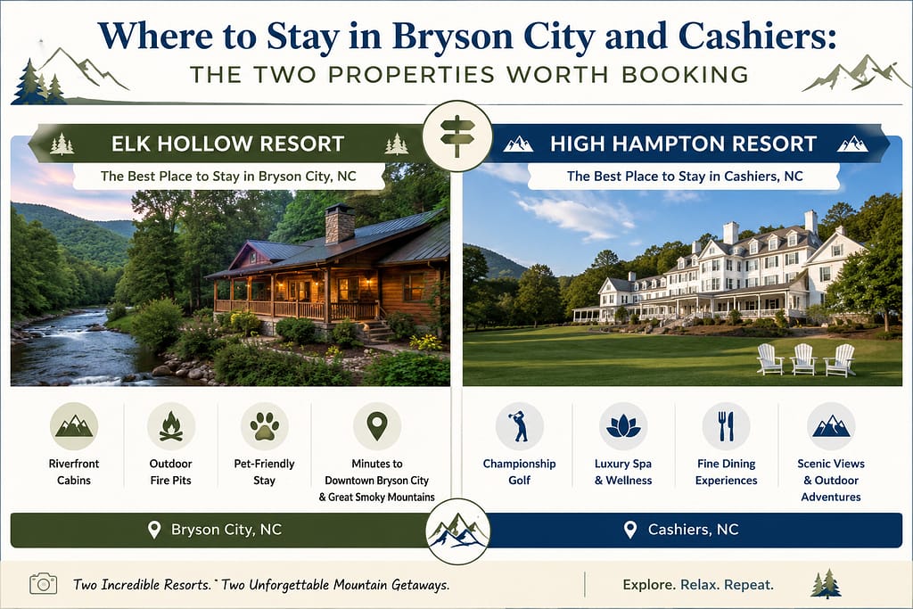 Cashiers NC vs Bryson City: 7 Best Picks 2026 (Epic Guide) 2 Where to Stay in Bryson City and Cashiers