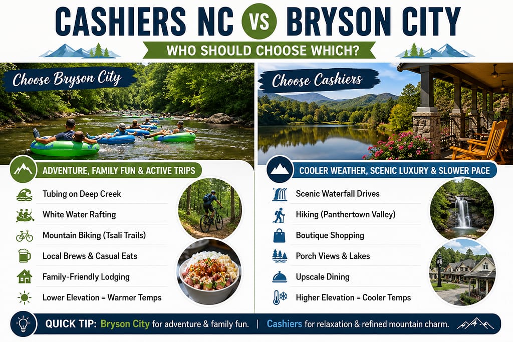 Cashiers NC vs Bryson City: 7 Best Picks 2026 (Epic Guide) 7 Cashiers NC vs Bryson City: Who Should Choose Which?