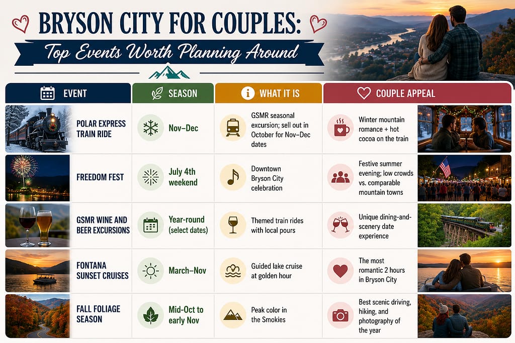 Bryson City for Couples: 12 Romantic Ideas (2026 Guide) 5 Bryson City for Couples: Top Events Worth Planning Around