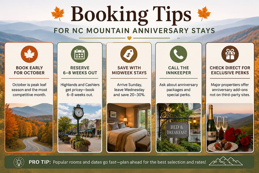 Booking Tips for NC Mountain Anniversary Stays