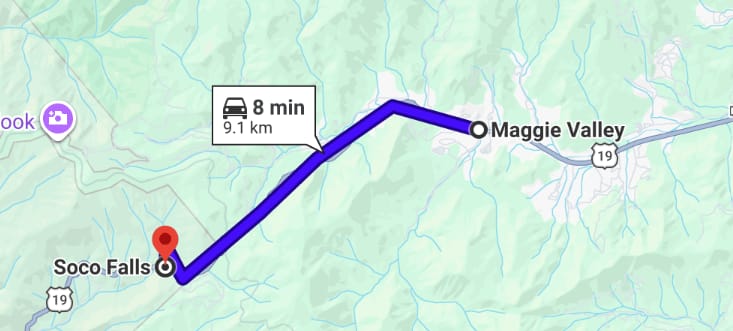 Driving to Soco Falls from Maggie Valley